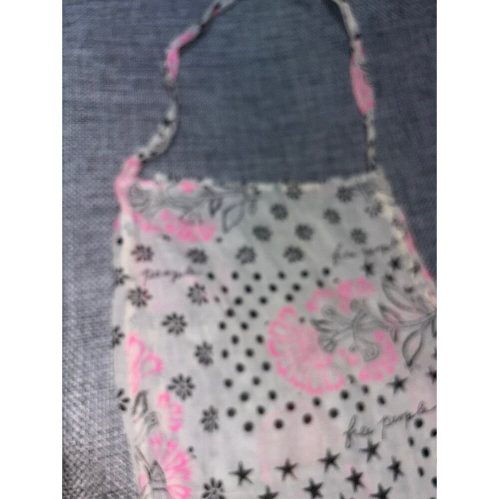 Free People White Pink Floral Star Print Small Bag